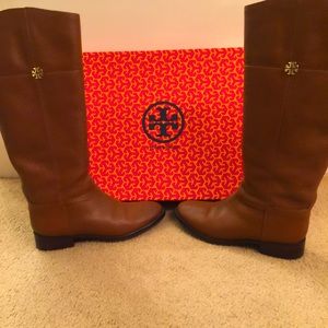 Extremely gently used Tory Burch Jolie Riding Boots. Black and brown